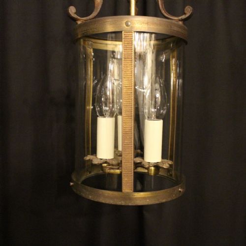 FRENCH GILDED TRIPLE LIGHT CONVEX ANTIQUE LANTERN - ADDITIONAL PHOTO 1