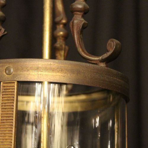 FRENCH GILDED TRIPLE LIGHT CONVEX ANTIQUE LANTERN - ADDITIONAL PHOTO 4