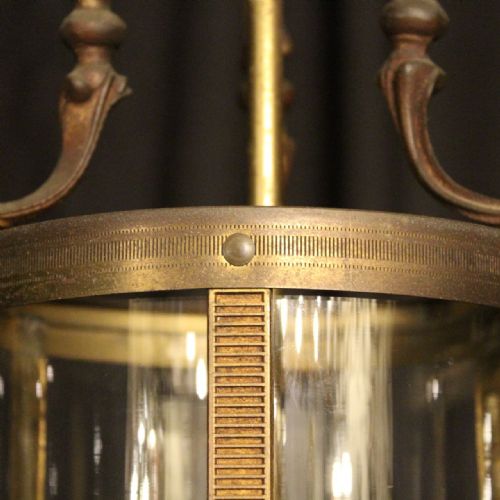 FRENCH GILDED TRIPLE LIGHT CONVEX ANTIQUE LANTERN - ADDITIONAL PHOTO 5