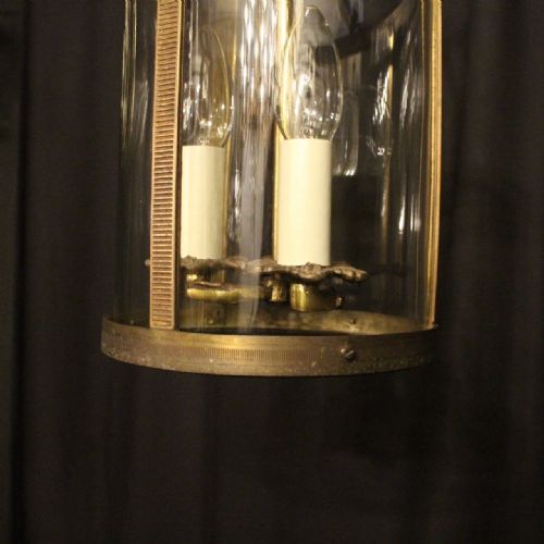 FRENCH GILDED TRIPLE LIGHT CONVEX ANTIQUE LANTERN - ADDITIONAL PHOTO 6