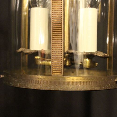 FRENCH GILDED TRIPLE LIGHT CONVEX ANTIQUE LANTERN - ADDITIONAL PHOTO 7