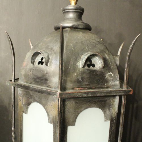 ENGLISH GOTHIC BRONZE ANTIQUE WALL LANTERNS - ADDITIONAL PHOTO 2