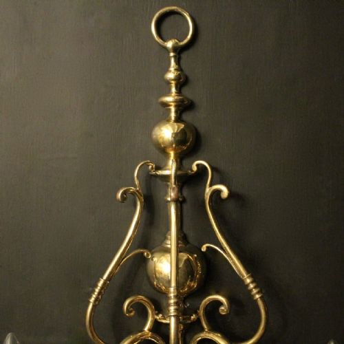 ENGLISH PAIR OF BRASS TWIN ARM ANTIQUE WALL LIGHTS - ADDITIONAL PHOTO 1