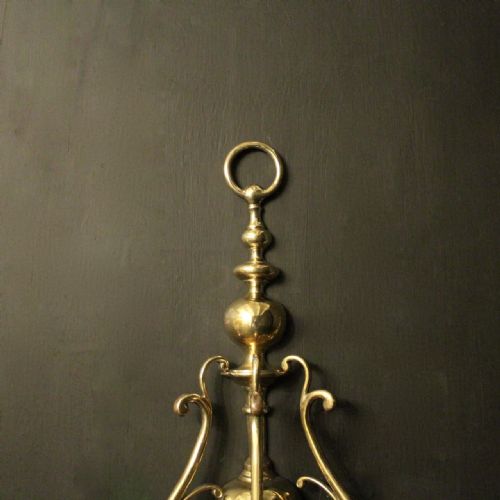 ENGLISH PAIR OF BRASS TWIN ARM ANTIQUE WALL LIGHTS - ADDITIONAL PHOTO 4