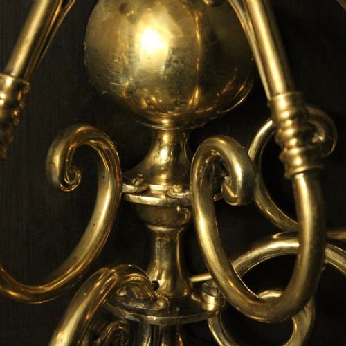 ENGLISH PAIR OF BRASS TWIN ARM ANTIQUE WALL LIGHTS - ADDITIONAL PHOTO 6