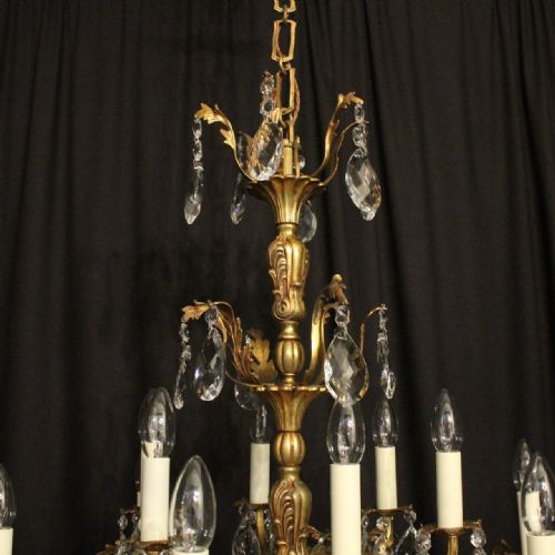 ITALIAN BRONZE CRYSTAL ANTIQUE CHANDELIER - ADDITIONAL PHOTO 1