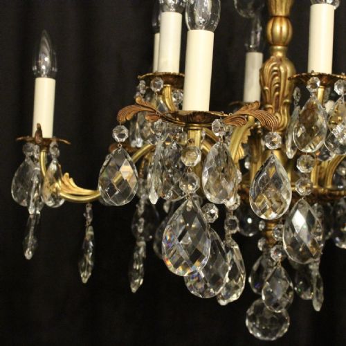 ITALIAN BRONZE CRYSTAL ANTIQUE CHANDELIER - ADDITIONAL PHOTO 2