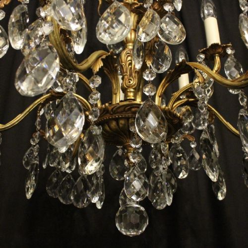 ITALIAN BRONZE CRYSTAL ANTIQUE CHANDELIER - ADDITIONAL PHOTO 3