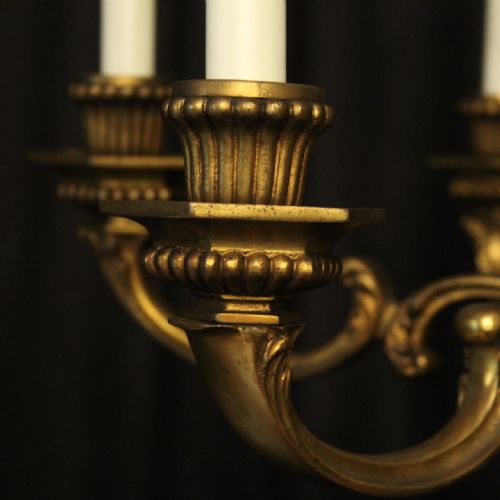 FRENCH GILDED BRONZE 6 LIGHT ANTIQUE CHANDELIER - ADDITIONAL PHOTO 5
