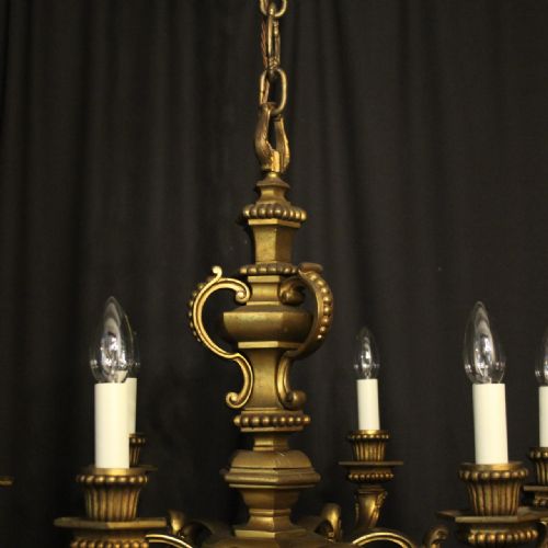 FRENCH GILDED BRONZE 6 LIGHT ANTIQUE CHANDELIER - ADDITIONAL PHOTO 7