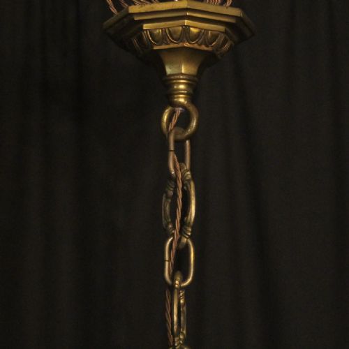FRENCH GILDED BRONZE 6 LIGHT ANTIQUE CHANDELIER - ADDITIONAL PHOTO 9