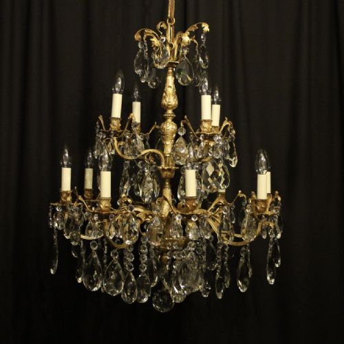 italian gilt bronze 12 light antique chandelier - CATEGORY: ANTIQUE LIGHTING - DATED 1920