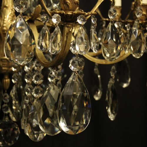 ITALIAN GILT BRONZE 12 LIGHT ANTIQUE CHANDELIER - ADDITIONAL PHOTO 5