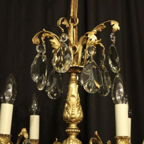 ITALIAN GILT BRONZE 12 LIGHT ANTIQUE CHANDELIER - ADDITIONAL PHOTO 7