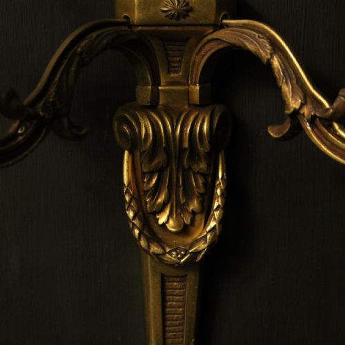 FRENCH GILDED BRONZE PAIR OF ANTIQUE WALL LIGHTS - ADDITIONAL PHOTO 4