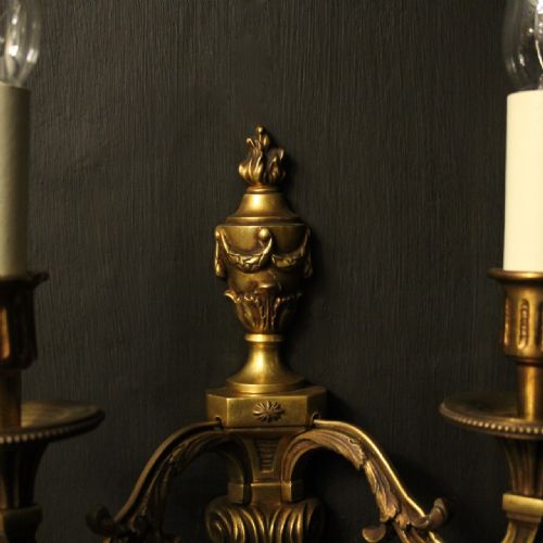 FRENCH GILDED BRONZE PAIR OF ANTIQUE WALL LIGHTS - ADDITIONAL PHOTO 6