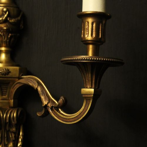 FRENCH GILDED BRONZE PAIR OF ANTIQUE WALL LIGHTS - ADDITIONAL PHOTO 7