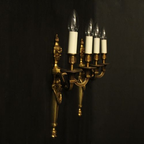 FRENCH GILDED BRONZE PAIR OF ANTIQUE WALL LIGHTS - ADDITIONAL PHOTO 8