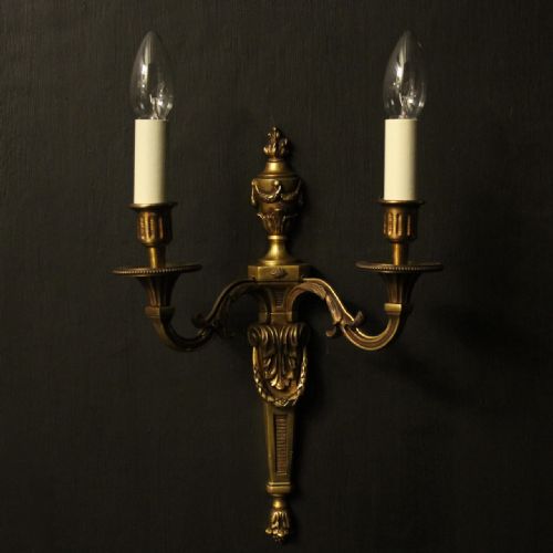 FRENCH GILDED BRONZE PAIR OF ANTIQUE WALL LIGHTS - ADDITIONAL PHOTO 9