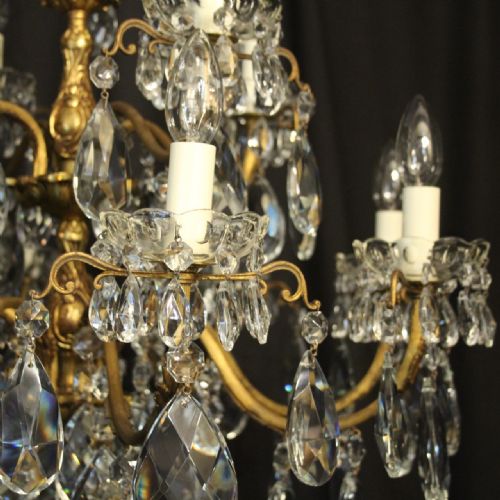 ITALIAN GILDED CRYSTAL 12 LIGHT ANTIQUE CHANDELIER - ADDITIONAL PHOTO 2