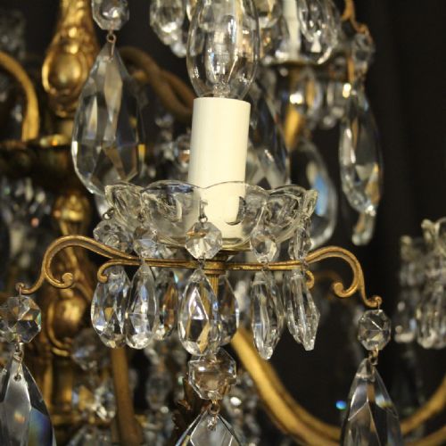 ITALIAN GILDED CRYSTAL 12 LIGHT ANTIQUE CHANDELIER - ADDITIONAL PHOTO 3