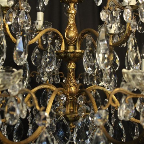 ITALIAN GILDED CRYSTAL 12 LIGHT ANTIQUE CHANDELIER - ADDITIONAL PHOTO 4