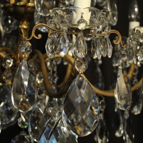 ITALIAN GILDED CRYSTAL 12 LIGHT ANTIQUE CHANDELIER - ADDITIONAL PHOTO 5
