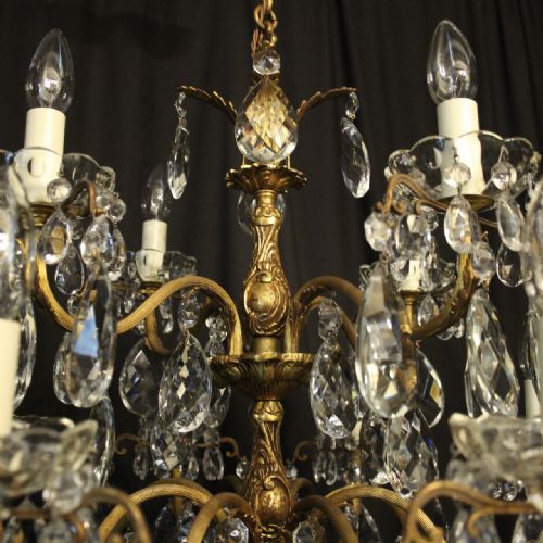 ITALIAN GILDED CRYSTAL 12 LIGHT ANTIQUE CHANDELIER - ADDITIONAL PHOTO 6