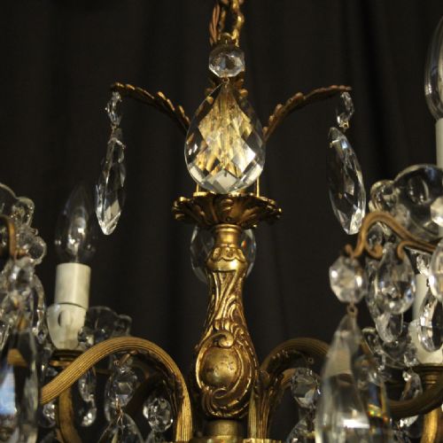 ITALIAN GILDED CRYSTAL 12 LIGHT ANTIQUE CHANDELIER - ADDITIONAL PHOTO 7