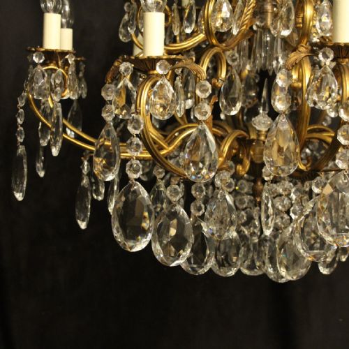 ITALIAN GILLDED BRONZE CRYSTAL 21 LIGHT ANTIQUE CHANDELIER - ADDITIONAL PHOTO 3