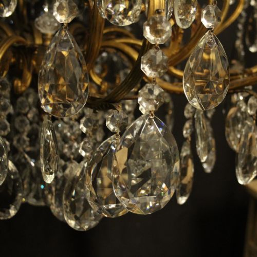 ITALIAN GILLDED BRONZE CRYSTAL 21 LIGHT ANTIQUE CHANDELIER - ADDITIONAL PHOTO 7
