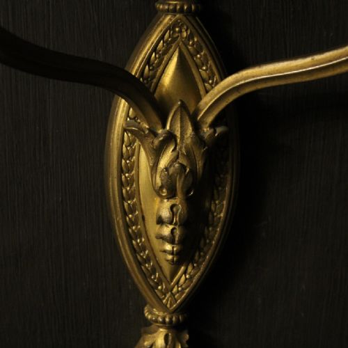 FRENCH PAIR OF GILDED BRONZE TWIN ARM ANTIQUE WALL LIGHTS - ADDITIONAL PHOTO 5