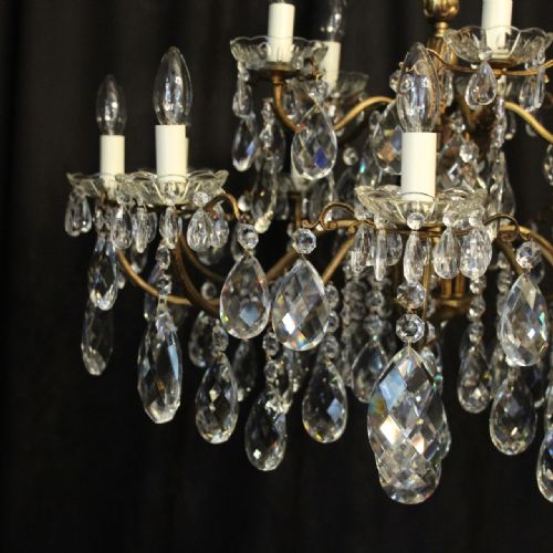 ITALIAN GILDED CRYSTAL 15 LIGHT ANTIQUE CHANDELIER - ADDITIONAL PHOTO 1