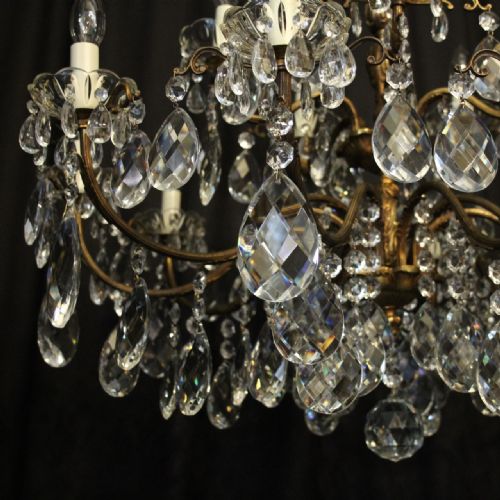 ITALIAN GILDED CRYSTAL 15 LIGHT ANTIQUE CHANDELIER - ADDITIONAL PHOTO 2
