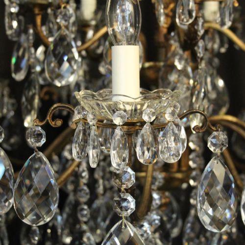 ITALIAN GILDED CRYSTAL 15 LIGHT ANTIQUE CHANDELIER - ADDITIONAL PHOTO 4