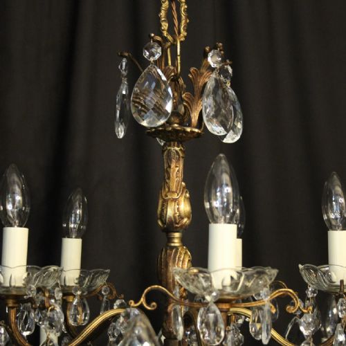 ITALIAN GILDED CRYSTAL 15 LIGHT ANTIQUE CHANDELIER - ADDITIONAL PHOTO 5