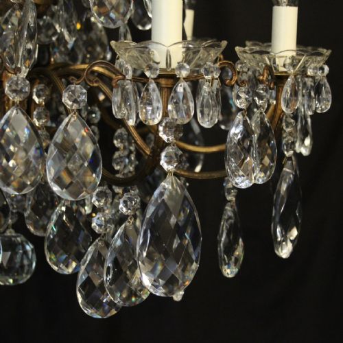 ITALIAN GILDED CRYSTAL 15 LIGHT ANTIQUE CHANDELIER - ADDITIONAL PHOTO 7