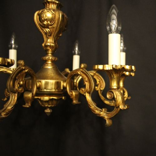 FRENCH GILDED BRONZE 6 LIGHT ANTIQUE CHANDELIER - ADDITIONAL PHOTO 1