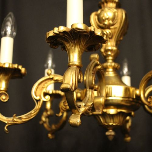 FRENCH GILDED BRONZE 6 LIGHT ANTIQUE CHANDELIER - ADDITIONAL PHOTO 3