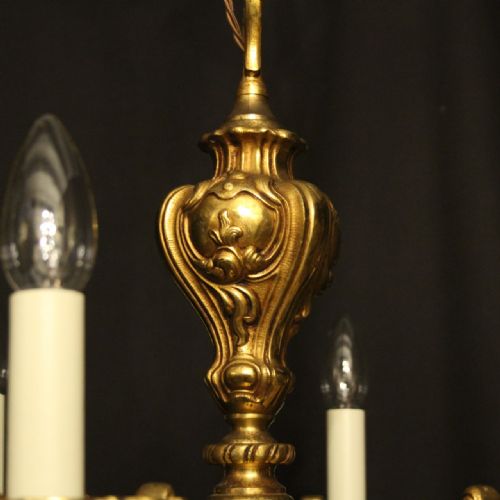 FRENCH GILDED BRONZE 6 LIGHT ANTIQUE CHANDELIER - ADDITIONAL PHOTO 7