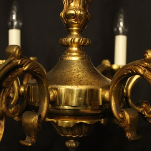 FRENCH GILDED BRONZE 6 LIGHT ANTIQUE CHANDELIER - ADDITIONAL PHOTO 8