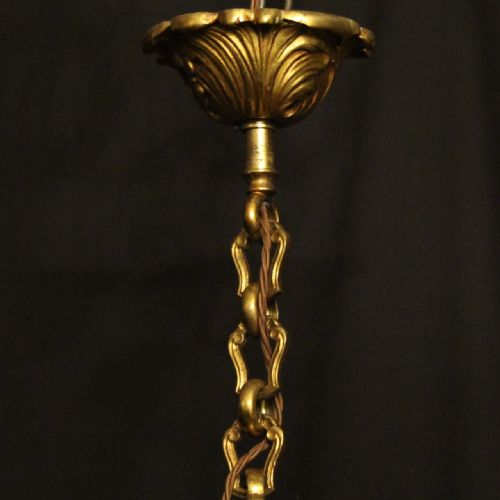 FRENCH GILDED BRONZE 6 LIGHT ANTIQUE CHANDELIER - ADDITIONAL PHOTO 9