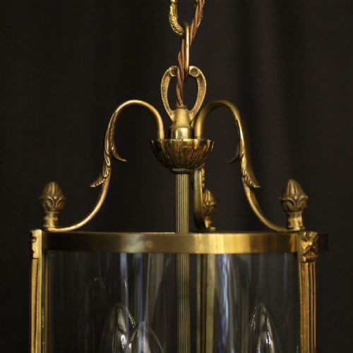FRENCH GILDED TRIPLE LIGHT CONVEX ANTIQUE LANTERN - ADDITIONAL PHOTO 2