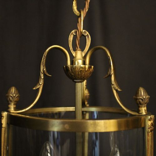 FRENCH GILDED TRIPLE LIGHT CONVEX ANTIQUE LANTERN - ADDITIONAL PHOTO 8