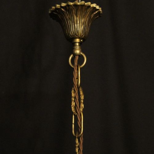 FRENCH GILDED TRIPLE LIGHT CONVEX ANTIQUE LANTERN - ADDITIONAL PHOTO 9