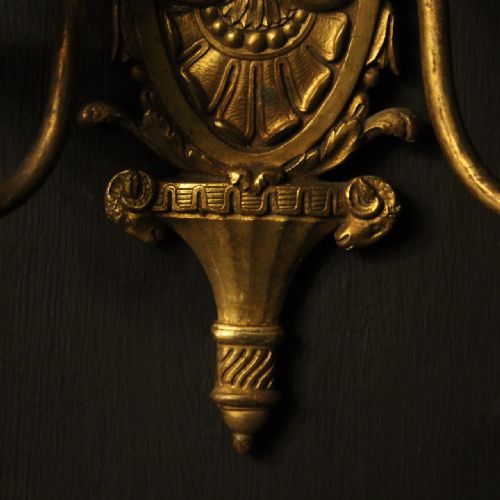 FRENCH GILDED TWIN ARM ANTIQUE WALL LIGHTS - ADDITIONAL PHOTO 4
