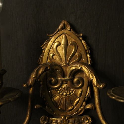 FRENCH GILDED TWIN ARM ANTIQUE WALL LIGHTS - ADDITIONAL PHOTO 5