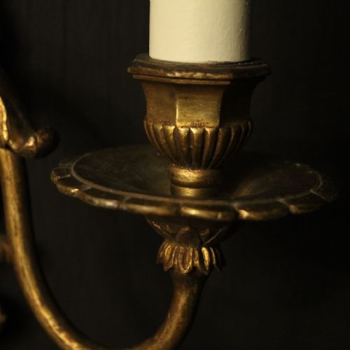 FRENCH GILDED TWIN ARM ANTIQUE WALL LIGHTS - ADDITIONAL PHOTO 6