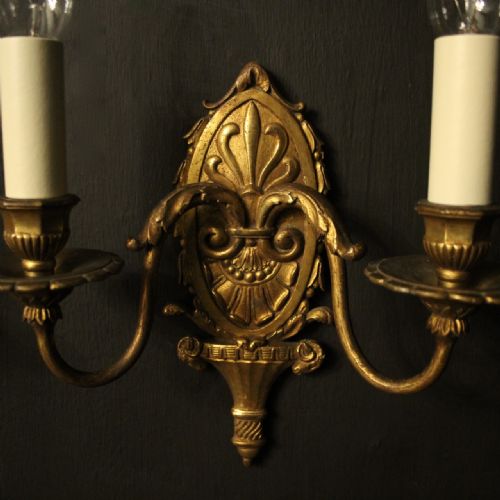 FRENCH GILDED TWIN ARM ANTIQUE WALL LIGHTS - ADDITIONAL PHOTO 7