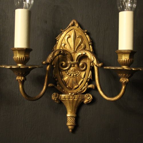 FRENCH GILDED TWIN ARM ANTIQUE WALL LIGHTS - ADDITIONAL PHOTO 8